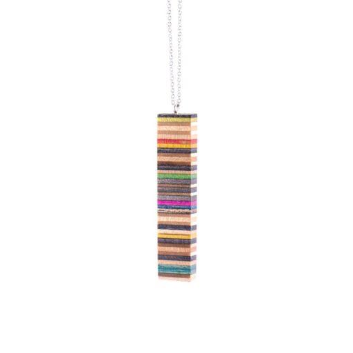 Wooden bar pendant necklace for HER made from skateboards!