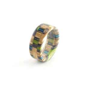 Wooden Ring ring made from recycled skateboards unique Engagement ring