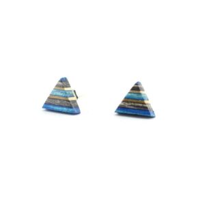 Emerald blue earrings made from recycled skateboard decks