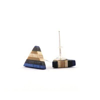 Black blue triangle earrings made from recycled skateboard decks