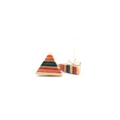 Red Navy triangle earrings made from recycled skateboard decks