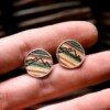 Unique and handmade Mountain cufflinks made from recycled skateboards