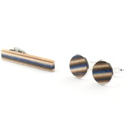 Unique and handmade tie clip made from recycled skateboards