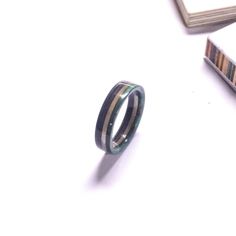 Blue Skateboard Ring ring made from recycled skateboards