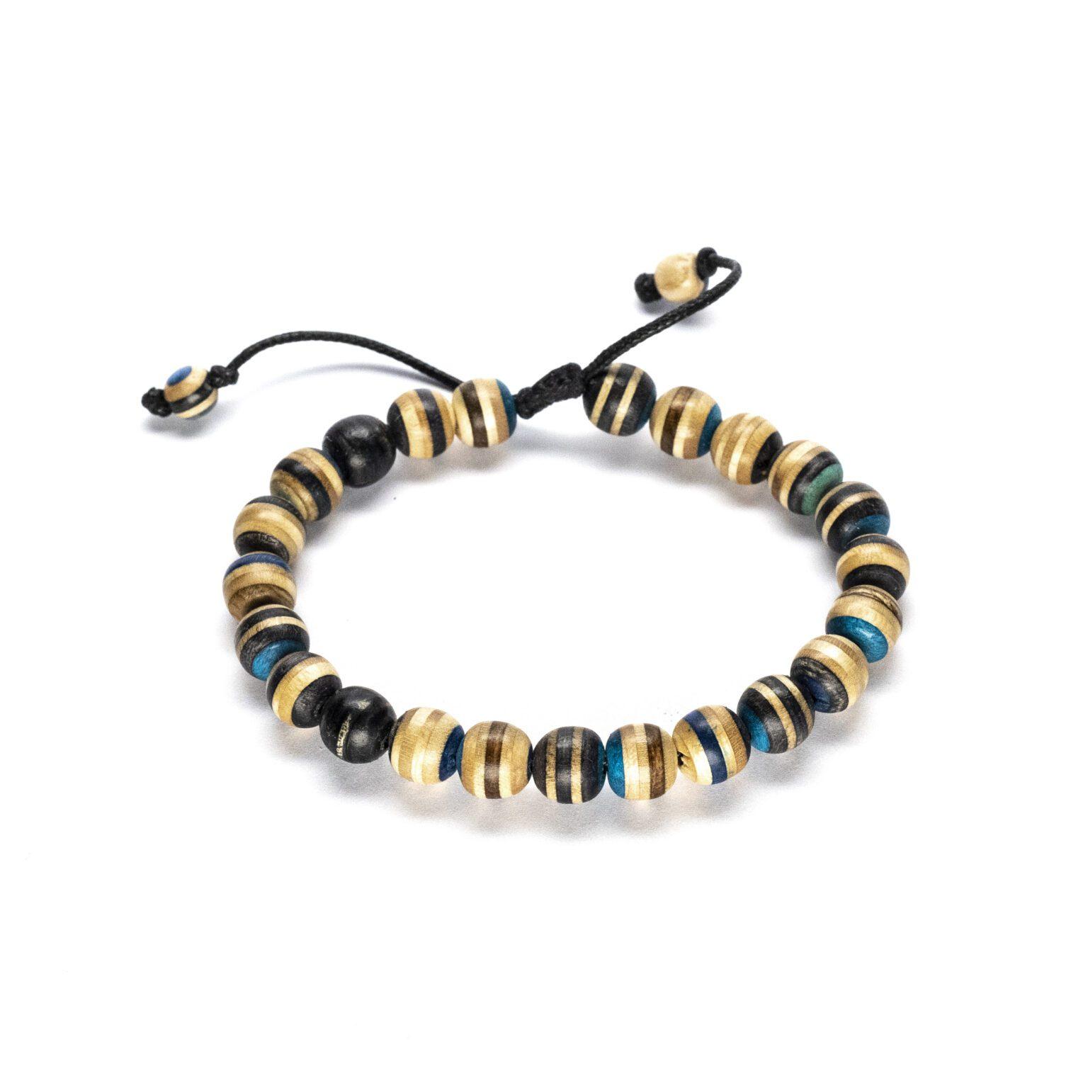 Blue Wood beads bracelet from Recycled Skateboards